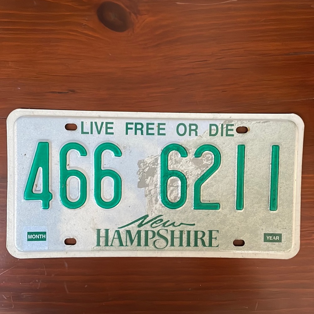 New Hampshire Motor Vehicle License Plate
